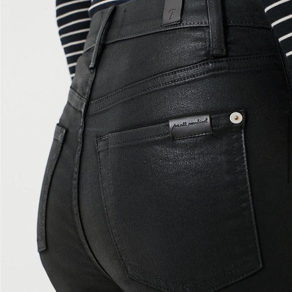 NWT 7 For All Mankind The Black Coated High Waist Ankle Skinny, 27 - Picture 6 of 16